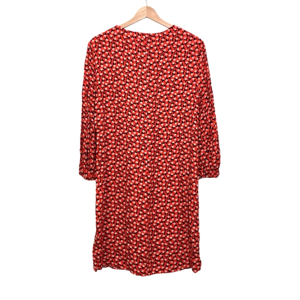 Boden Vanessa Dress Red 3/4 Sleeves Midi Length NWT Relaxed Fit Ditsy Sz 8 - Picture 4 of 16